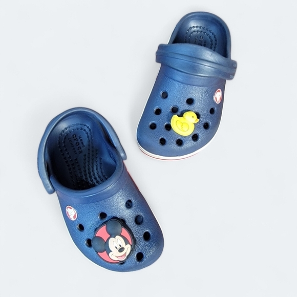 CROCS Kids Blue Clogs with Mickey Mouse and Rubber Duck Jibbitz Size C 5 - Picture 17 of 17